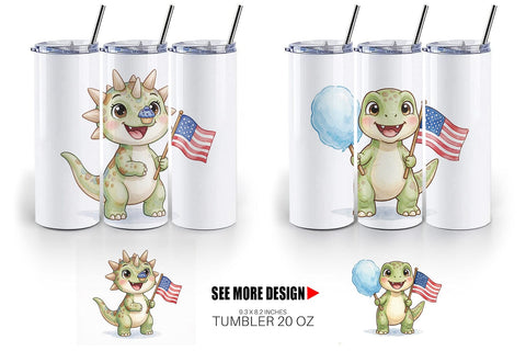Tumbler Spotted Summer Treats Dino Watercolor Sublimation artnoy 