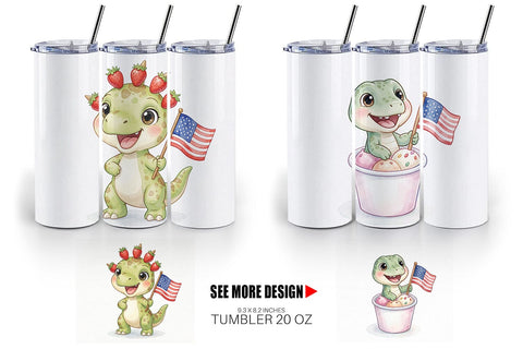 Tumbler Spotted Summer Treats Dino Watercolor Sublimation artnoy 