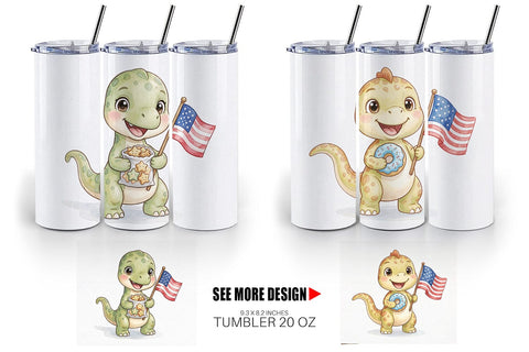 Tumbler Spotted Summer Treats Dino Watercolor Sublimation artnoy 