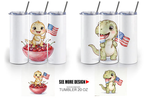 Tumbler Spotted Summer Treats Dino Watercolor Sublimation artnoy 