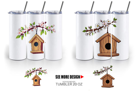 Tumbler Spring Birdhouse Sublimation artnoy 