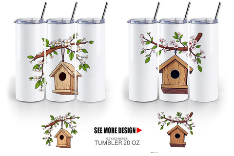 Tumbler Spring Birdhouse Sublimation artnoy 