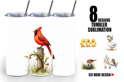 Tumbler Spring Garden Birds Sublimation artnoy 