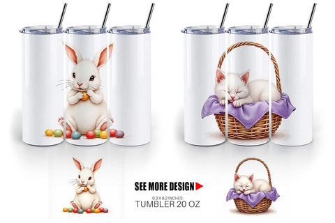 Tumbler Spring Garden Pets Easter Watercolor Sublimation artnoy 