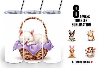 Tumbler Spring Garden Pets Easter Watercolor Sublimation artnoy 