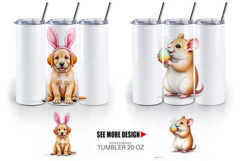Tumbler Spring Garden Pets Easter Watercolor Sublimation artnoy 