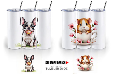 Tumbler Spring Garden Pets Easter Watercolor Sublimation artnoy 