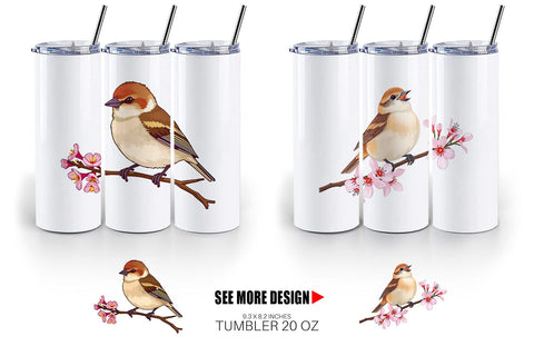 Tumbler Spring Sparrow Sublimation artnoy 