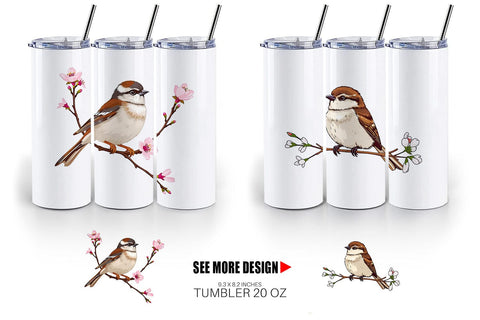 Tumbler Spring Sparrow Sublimation artnoy 