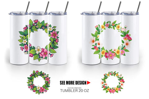 Tumbler Spring Wreath Sublimation artnoy 