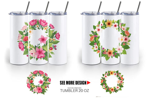 Tumbler Spring Wreath Sublimation artnoy 