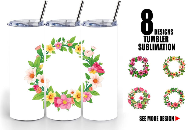 Tumbler Spring Wreath Sublimation artnoy 