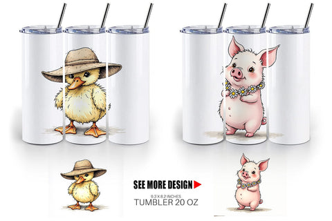Tumbler Springtime Shenanigans Playful Animal Antics Sublimation artnoy 