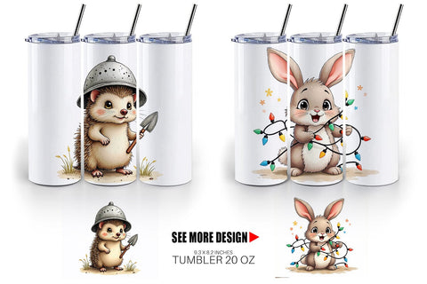 Tumbler Springtime Shenanigans Playful Animal Antics Sublimation artnoy 