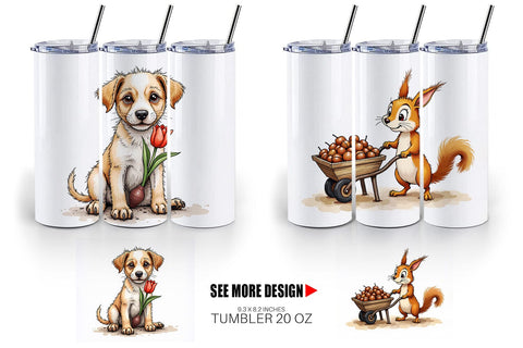 Tumbler Springtime Shenanigans Playful Animal Antics Sublimation artnoy 