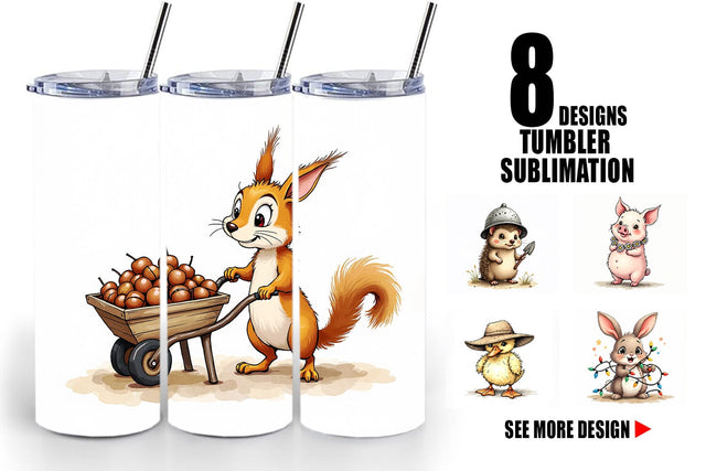 Tumbler Springtime Shenanigans Playful Animal Antics Sublimation artnoy 