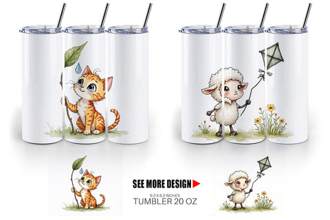 Tumbler Springtime Shenanigans Playful Animal Antics Sublimation artnoy 
