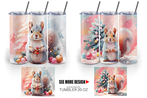 Tumbler Squirrel Christmas Sublimation artnoy 