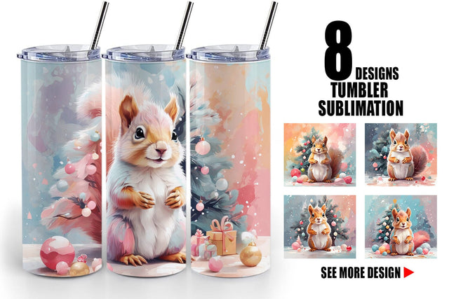 Tumbler Squirrel Christmas Sublimation artnoy 
