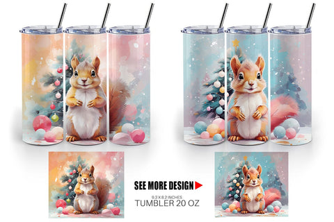 Tumbler Squirrel Christmas Sublimation artnoy 