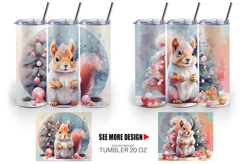 Tumbler Squirrel Christmas Sublimation artnoy 
