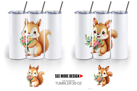Tumbler Squirrel Spring Bouquet Sublimation artnoy 