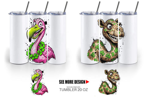 Tumbler St Paddys Animal Caricature Sublimation artnoy 