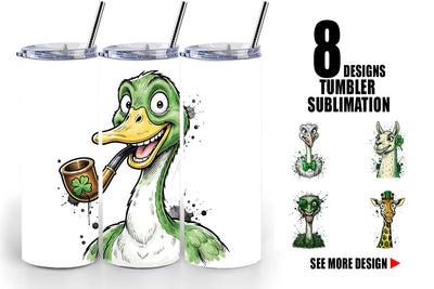 Tumbler St Paddys Animal Caricature Sublimation artnoy 