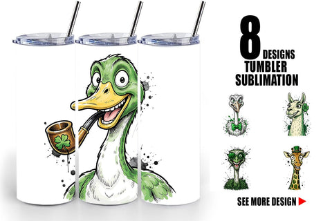 Tumbler St Paddys Animal Caricature Sublimation artnoy 