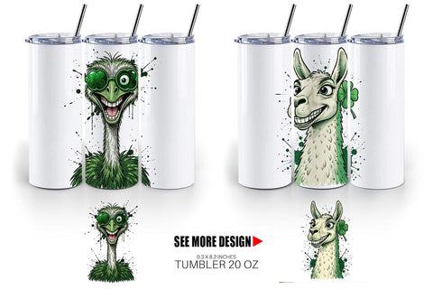 Tumbler St Paddys Animal Caricature Sublimation artnoy 