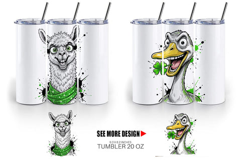 Tumbler St Paddys Zany Zoo Animals Sublimation artnoy 