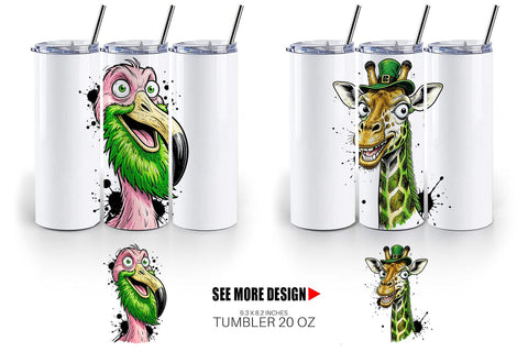 Tumbler St Paddys Zany Zoo Animals Sublimation artnoy 