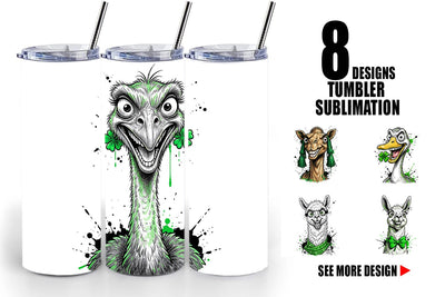 Tumbler St Paddys Zany Zoo Animals Sublimation artnoy 