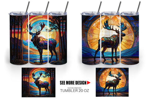 Tumbler Stained Glass Deer Sublimation artnoy 