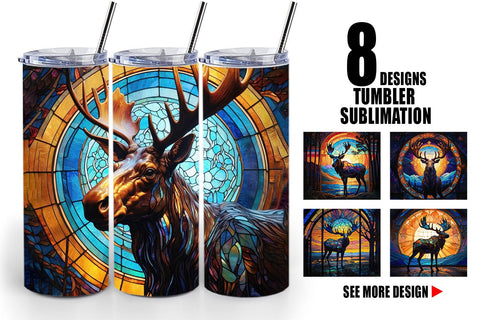 Tumbler Stained Glass Deer Sublimation artnoy 