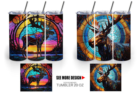 Tumbler Stained Glass Deer Sublimation artnoy 
