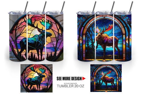 Tumbler Stained Glass Deer Sublimation artnoy 