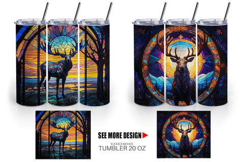 Tumbler Stained Glass Deer Sublimation artnoy 