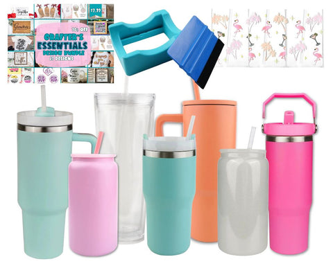 Tumbler Starter Pack with Digital Bundle, Cradle and UV DTF Wrap Physical DIY Craft Warehouse 