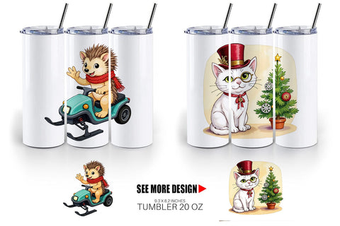 Tumbler Steampunk Christmas Animals Sublimation artnoy 