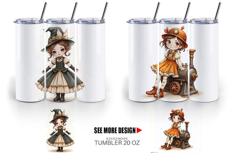 Tumbler Steampunk Dolls Sublimation artnoy 