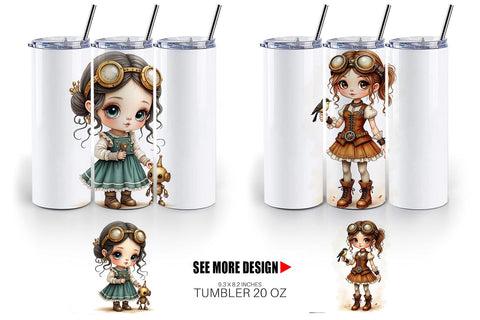 Tumbler Steampunk Dolls Sublimation artnoy 