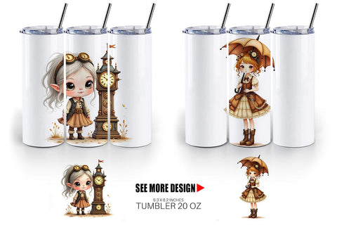 Tumbler Steampunk Dolls Sublimation artnoy 