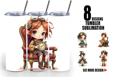 Tumbler Steampunk Dolls Sublimation artnoy 