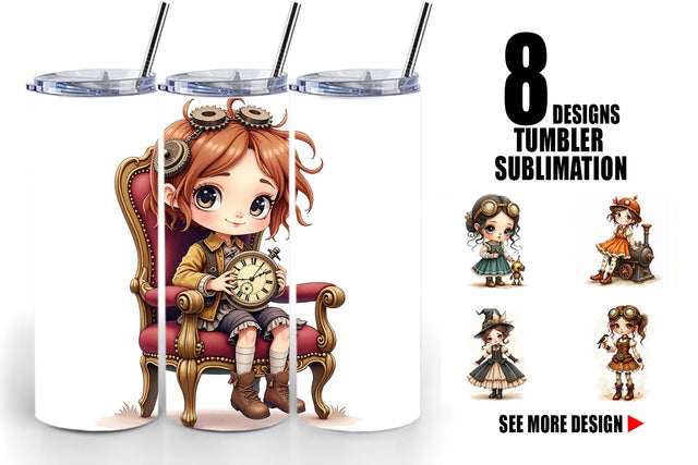 Tumbler Steampunk Dolls Sublimation artnoy 