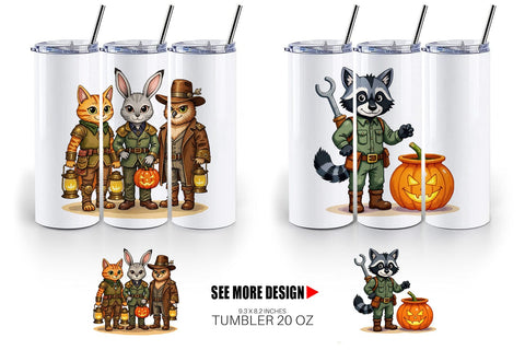 Tumbler Steampunk Halloween Animals Sublimation artnoy 