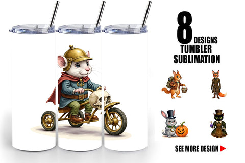 Tumbler Steampunk Halloween Animals Sublimation artnoy 