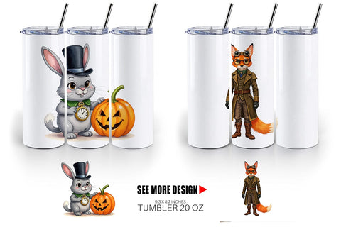 Tumbler Steampunk Halloween Animals Sublimation artnoy 
