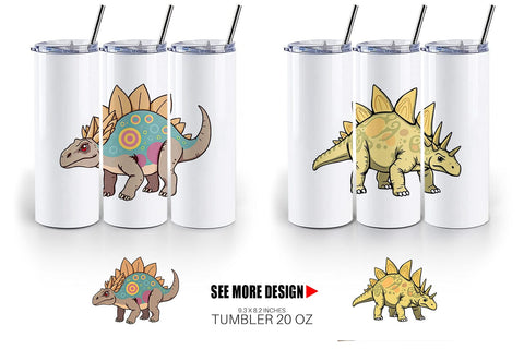 Tumbler Stegosaurus with Plates Sublimation artnoy 