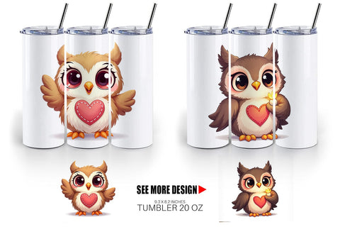 Tumbler Stitched Owl Poses Sublimation artnoy 